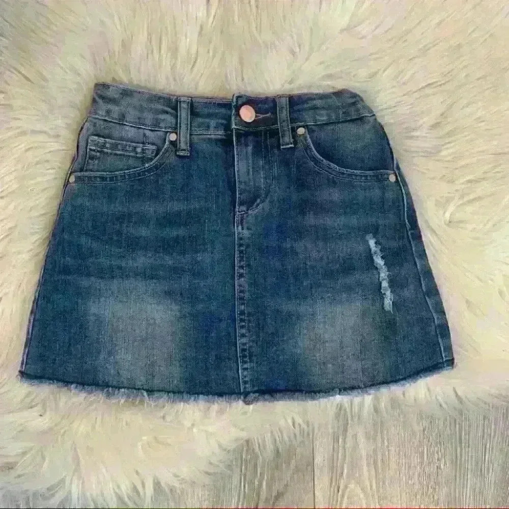 Joes jean mid wash raw hem jean denim skirt girls Sz 10